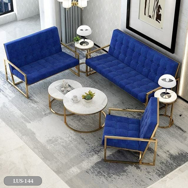 Metal sofa set and white Carrara marble table - LUS-144