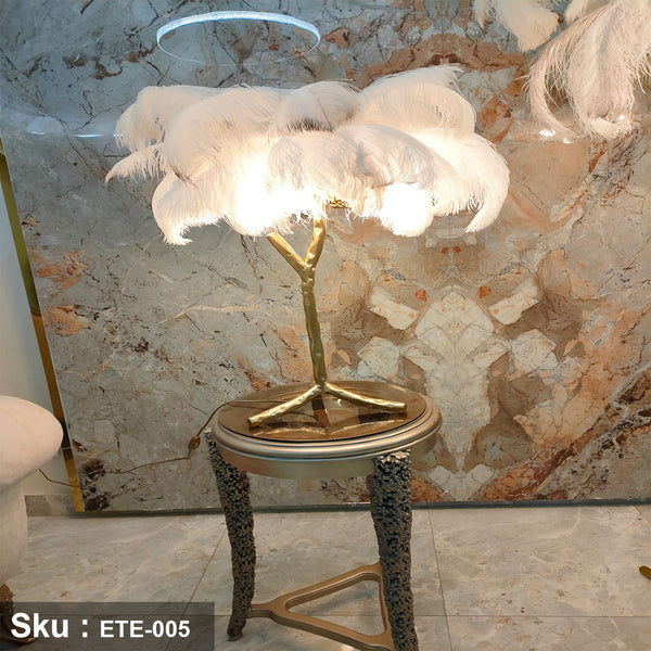 Small natural ostrich feather lamp - ETE-005