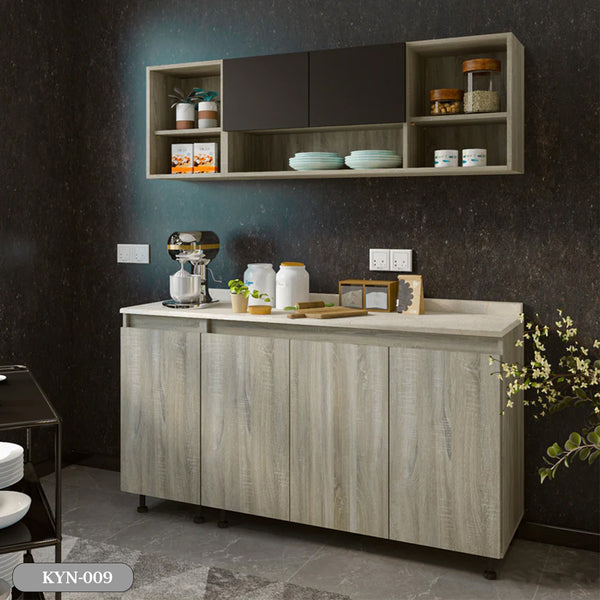 Two-piece kitchen with wood countertops and MDF wood - KYN-009