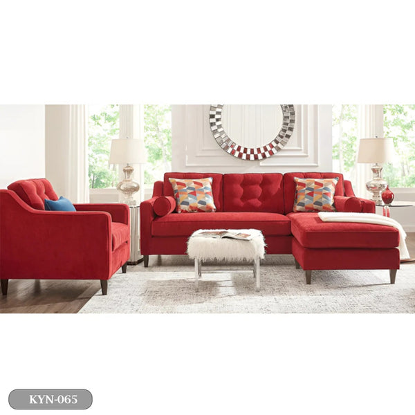 Beech wood sofa and chair with linen or velvet fabric - KYN-065