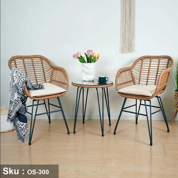Set of 2 chairs and a table made of rattan - OS-300