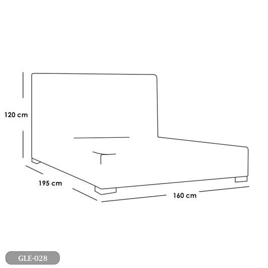 سرير خشب كونتر و قماش قطيفة  - GLE-028 - 160x120cm