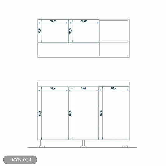 Two-piece kitchen with wood countertops and MDF wood - KYN-014