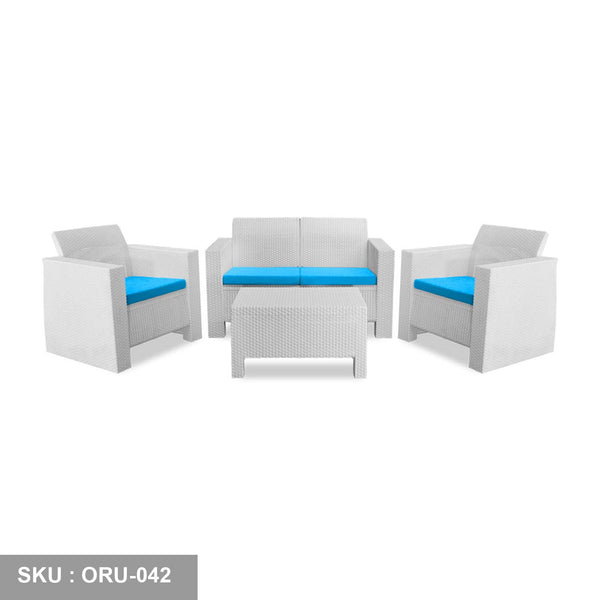 Two-seat set {2-seat sofa + 2 armchairs + middle table + 2 side tables} - ORU-042