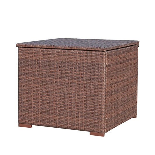 Brown rattan outdoor storage box