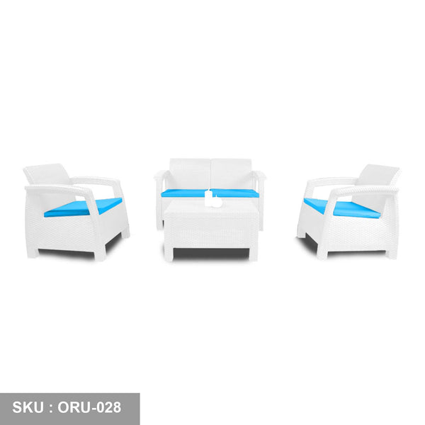 Two-seat set {2-seat sofa + 2 armchairs + center table} - ORU-028