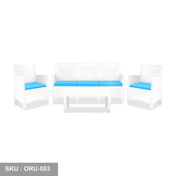 Two-seat set {3-seat sofa + 2 armchairs + middle table + 2 side tables} - ORU-053