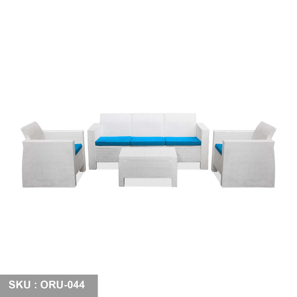 Two-seat set {3-seat sofa + 2 armchairs + middle table + 2 side tables} - ORU-044