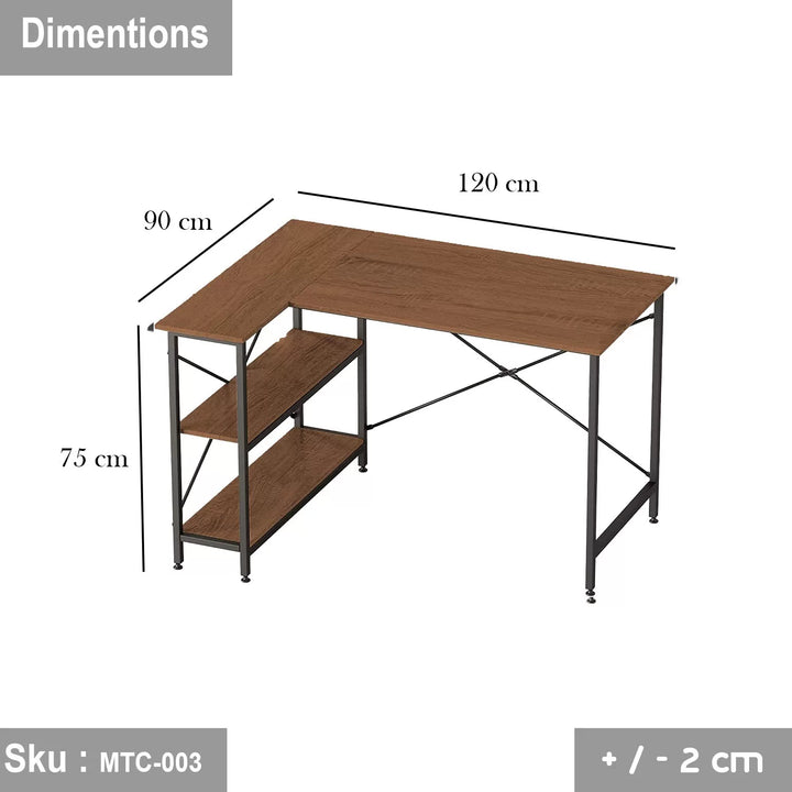 مكتب خشب ملامين -  MTC-003 - 120cmX90cm - اللون بني  - اوسكار رتان