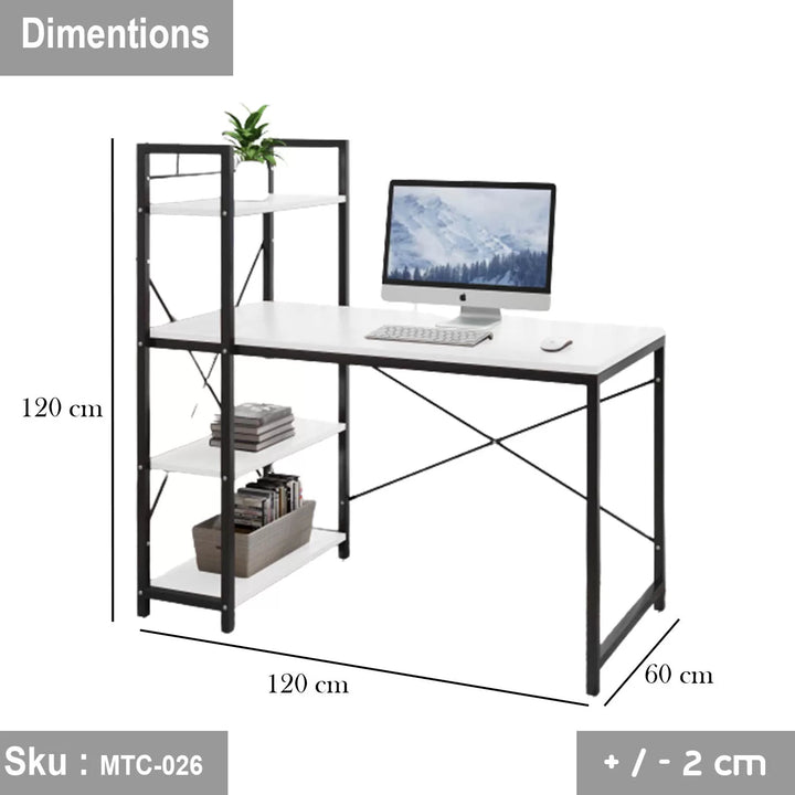 مكتب خشب ملامين -  MTC-026 - 120cmX120cm - اللون الابيض - اوسكار رتان